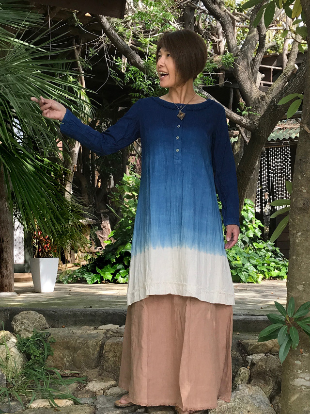 Asana Hemp100 テロテロ イージー ワンピース 草木絞り染め パヤカ オンラインショップ