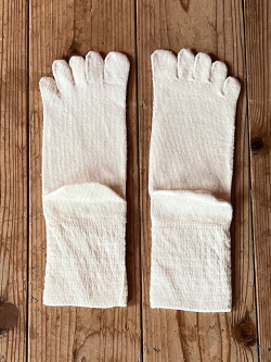 ヘンプコットン 5本指 ソックス はき口ゆったりタイプ・きなり